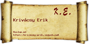 Krivácsy Erik névjegykártya