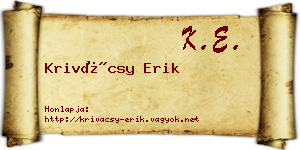 Krivácsy Erik névjegykártya